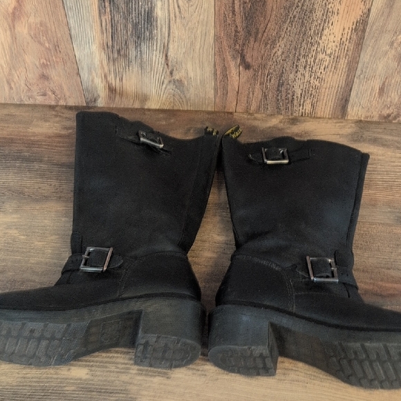 Dr. Martens Black Streetwear Vintage Combat Boots with Buckles 11      -c164 - Picture 6 of 9